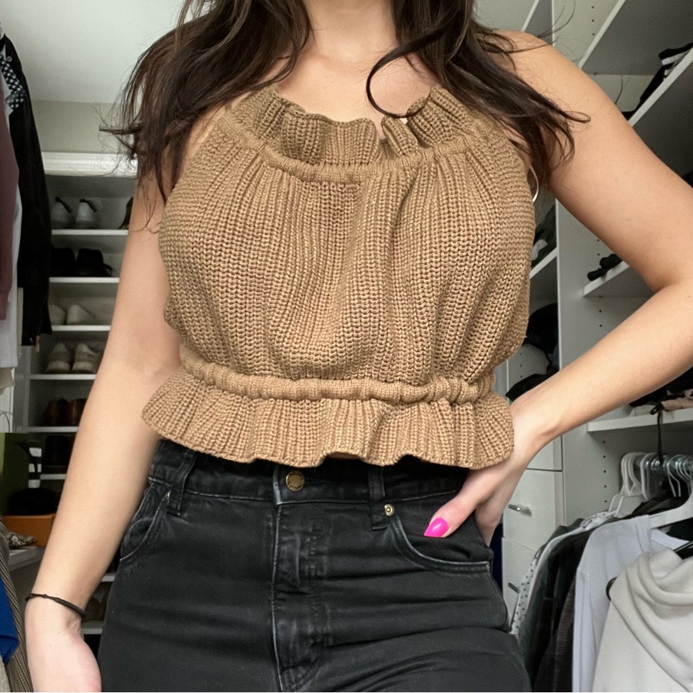 Brown crochet crop top